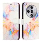 For OPPO Find X7 PT003 Marble Pattern Flip Leather Phone Case(Galaxy Marble White) - 1