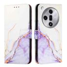 For OPPO Find X7 PT003 Marble Pattern Flip Leather Phone Case(White Purple) - 1