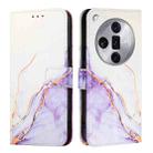 For OPPO Find X7 Ultra PT003 Marble Pattern Flip Leather Phone Case(White Purple) - 1