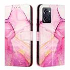 For OPPO Reno9 A JP Version PT003 Marble Pattern Flip Leather Phone Case(Pink Purple Gold) - 1