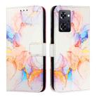 For OPPO Reno9 A JP Version PT003 Marble Pattern Flip Leather Phone Case(Galaxy Marble White) - 1