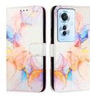 For OPPO Reno 11F 5G Global PT003 Marble Pattern Flip Leather Phone Case(Galaxy Marble White) - 1