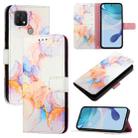 For OPPO A15 / A15s / A35 2021 PT003 Marble Pattern Flip Leather Phone Case(Galaxy Marble White) - 1