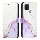 For OPPO A15 / A15s / A35 2021 PT003 Marble Pattern Flip Leather Phone Case(White Purple) - 2