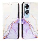 For OPPO A60 4G Global PT003 Marble Pattern Flip Leather Phone Case(White Purple) - 2