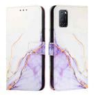 For OPPO A72 / A52 / A92 4G PT003 Marble Pattern Flip Leather Phone Case(White Purple) - 2