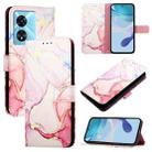 For OPPO A77 5G / A97 5G PT003 Marble Pattern Flip Leather Phone Case(Rose Gold) - 1