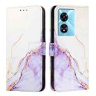 For OPPO A77 5G / A97 5G PT003 Marble Pattern Flip Leather Phone Case(White Purple) - 2