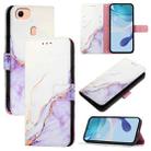 For OPPO F17 / A73 2020 4G Global PT003 Marble Pattern Flip Leather Phone Case(White Purple) - 1