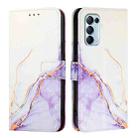 For OPPO Reno5 4G / 5G / Find X3 Lite PT003 Marble Pattern Flip Leather Phone Case(White Purple) - 2