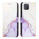 For OPPO A92s PT003 Marble Pattern Flip Leather Phone Case(White Purple) - 2