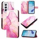 For OPPO Reno12 Global PT003 Marble Pattern Flip Leather Phone Case(Pink Purple Gold) - 1