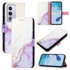 For OPPO A3 Pro 5G Global PT003 Marble Pattern Flip Leather Phone Case(White Purple) - 1