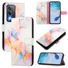 For OPPO K12x 5G Global PT003 Marble Pattern Flip Leather Phone Case(Galaxy Marble White) - 1