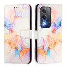 For OPPO K12x 5G Global PT003 Marble Pattern Flip Leather Phone Case(Galaxy Marble White) - 3