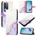 For OPPO A3 Pro 5G India PT003 Marble Pattern Flip Leather Phone Case(White Purple) - 1