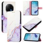 For OPPO A5 Pro China PT003 Marble Pattern Flip Leather Phone Case(White Purple) - 1