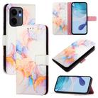 For OPPO Reno13 F 5G Global PT003 Marble Pattern Flip Leather Phone Case(Galaxy Marble White) - 1