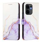 For OPPO Reno13 F 5G Global PT003 Marble Pattern Flip Leather Phone Case(White Purple) - 3