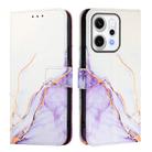 For OPPO Reno14 Pro 5G Global PT003 Marble Pattern Flip Leather Phone Case(White Purple) - 2