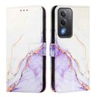 For OPPO A5 5G Global PT003 Marble Pattern Flip Leather Phone Case(White Purple) - 2