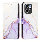 For OPPO Reno14 F 5G PT003 Marble Pattern Flip Leather Phone Case(White Purple) - 2
