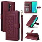 For OPPO A9 / A5 2020 Diamond Lattice Leather Flip Phone Case(Wine Red) - 1