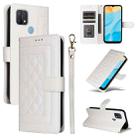 For OPPO A15 / A15s Diamond Lattice Leather Flip Phone Case(White) - 1