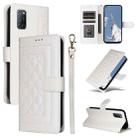 For OPPO A52 / A72 / A92 Diamond Lattice Leather Flip Phone Case(White) - 1