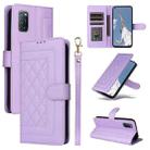 For OPPO A52 / A72 / A92 Diamond Lattice Leather Flip Phone Case(Light Purple) - 1