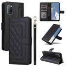 For OPPO A52 / A72 / A92 Diamond Lattice Leather Flip Phone Case(Black) - 1