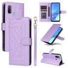 For OPPO A53 / A53s Diamond Lattice Leather Flip Phone Case(Light Purple) - 1