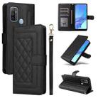 For OPPO A53 / A53s Diamond Lattice Leather Flip Phone Case(Black) - 1