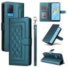 For OPPO A54 4G / A16 Diamond Lattice Leather Flip Phone Case(Green) - 1