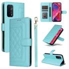 For OPPO A54 5G / A74 5G Diamond Lattice Leather Flip Phone Case(Mint Green) - 1