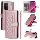 For OPPO A54 5G / A74 5G Diamond Lattice Leather Flip Phone Case(Rose Gold) - 1