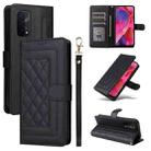 For OPPO A54 5G / A74 5G Diamond Lattice Leather Flip Phone Case(Black) - 1