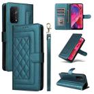 For OPPO A54 5G / A74 5G Diamond Lattice Leather Flip Phone Case(Green) - 1