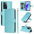 For OPPO A57 / A57s Diamond Lattice Leather Flip Phone Case(Mint Green) - 1