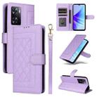 For OPPO A57 / A57s Diamond Lattice Leather Flip Phone Case(Light Purple) - 1