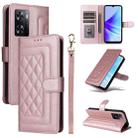 For OPPO A57 / A57s Diamond Lattice Leather Flip Phone Case(Rose Gold) - 1