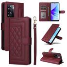 For OPPO A57 / A57s Diamond Lattice Leather Flip Phone Case(Wine Red) - 1