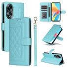 For OPPO A58 4G Diamond Lattice Leather Flip Phone Case(Mint Green) - 1