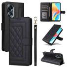 For OPPO A58 4G Diamond Lattice Leather Flip Phone Case(Black) - 1