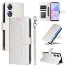 For OPPO A58 5G / A78 5G Diamond Lattice Leather Flip Phone Case(White) - 1