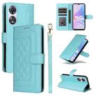 For OPPO A58 5G / A78 5G Diamond Lattice Leather Flip Phone Case(Mint Green) - 1