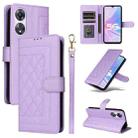 For OPPO A58 5G / A78 5G Diamond Lattice Leather Flip Phone Case(Light Purple) - 1