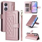 For OPPO A58 5G / A78 5G Diamond Lattice Leather Flip Phone Case(Rose Gold) - 1