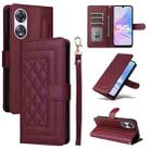 For OPPO A58 5G / A78 5G Diamond Lattice Leather Flip Phone Case(Wine Red) - 1