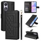 For OPPO A58 5G / A78 5G Diamond Lattice Leather Flip Phone Case(Black) - 1